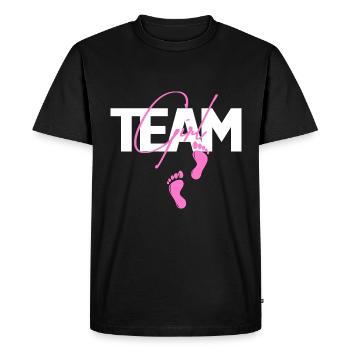 Team Girl - Anticipation for the Newborn Baby - Men's Premium Organic T-Shirt - black - Front - Nico (187cm)