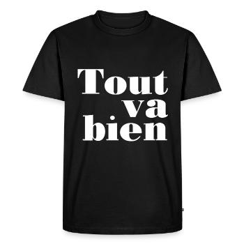 Design amusant et mignon tout va bien français - T-shirt Premium bio Homme - noir - Devant - Nico (187cm)