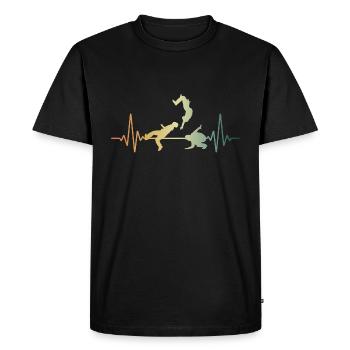 Heartbeat Parkour Wallflip ECG Pulse - T-shirt Premium bio Homme - noir - Devant - Nico (187cm)