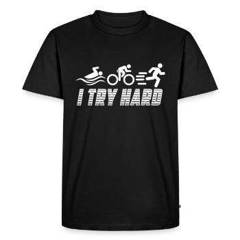 Triathlon - J’essaie fort | Couleur changeable - T-shirt Premium bio Homme - noir - Devant - Nico (187cm)