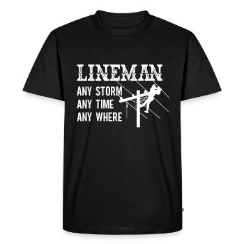 Drôle d’électricien haute tension disant électricité - T-shirt Premium bio Homme - noir - Devant - Nico (187cm)