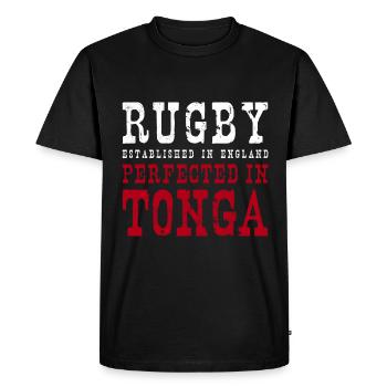 Rugby perfectionné aux Tonga Rugby - T-shirt Premium bio Homme - noir - Devant - Nico (187cm)
