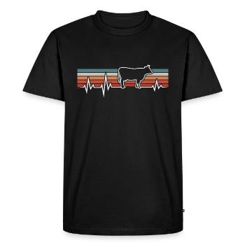 FLECKVIE, BROWN CATTLE, COWS, HEARTBEAT, CATTLE, FARMER - Men's Premium Organic T-Shirt - black - Front - Nico (187cm)