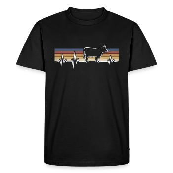 FLECKVIE, BROWN CATTLE, COWS, HEARTBEAT, CATTLE, FARMER - Men's Premium Organic T-Shirt - black - Front - Nico (187cm)