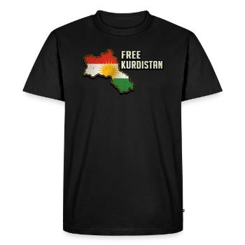 Kudistan libre, drapeau kurde, carte du Kurdistan - T-shirt Premium bio Homme - noir - Devant - Nico (187cm)