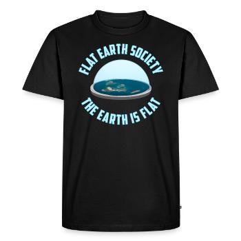 Société de la Terre plate | La terre est plate - T-shirt Premium bio Homme - noir - Devant - Nico (187cm)
