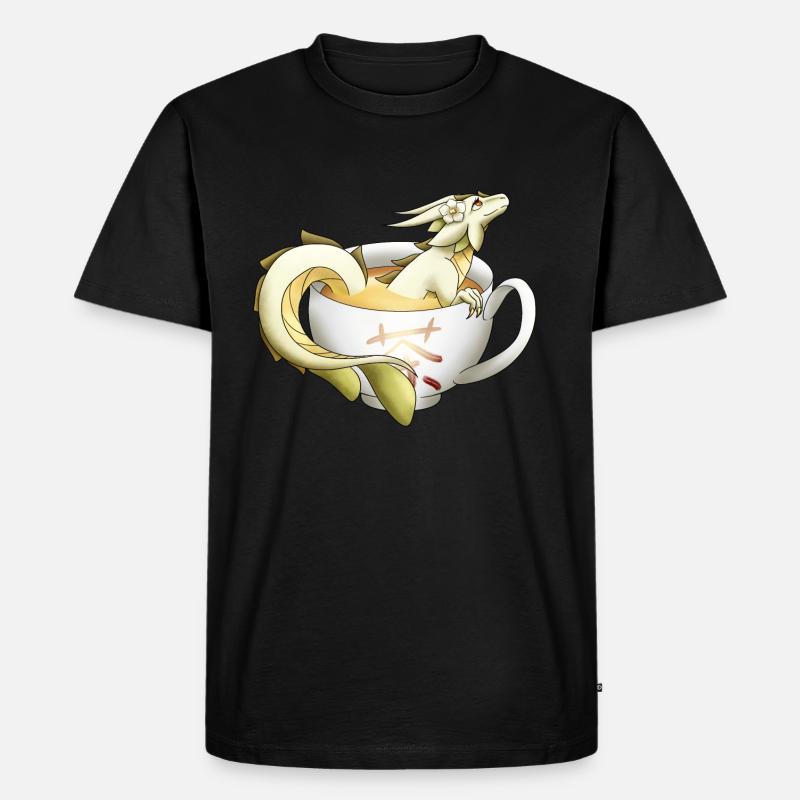 Weißer Tee Drache - Männer Premium Bio T-Shirt - Schwarz
