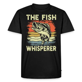 Le chuchoteur de poissons Pêche rétro - T-shirt Premium bio Homme - noir - Devant - Nico (187cm)