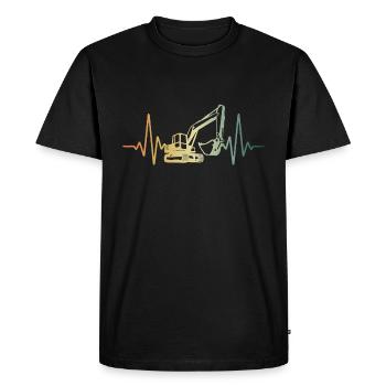 Heartbeat Heartline Heart Rate Excavator ECG Pulse - Men's Premium Organic T-Shirt - black - Front - Nico (187cm)
