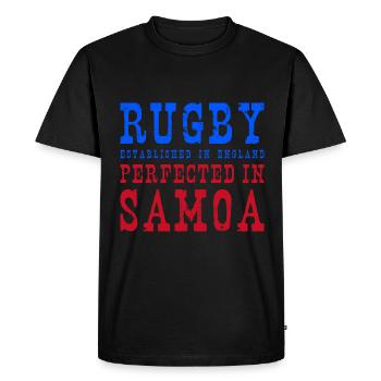 Rugby perfectionné aux Samoa Rugby - T-shirt Premium bio Homme - noir - Devant - Nico (187cm)