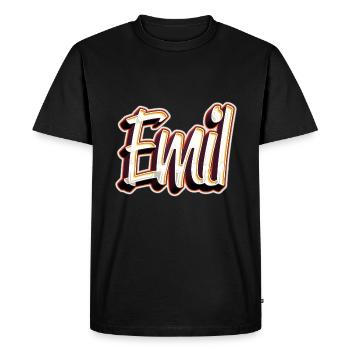 Emil Prénom Nom Graffiti Design - T-shirt Premium bio Homme - noir - Devant - Nico (187cm)