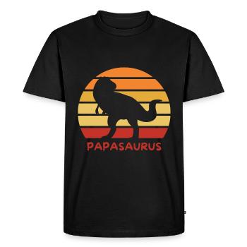 Papasaurus Papa Father Dino - Men's Premium Organic T-Shirt - black - Front - Nico (187cm)