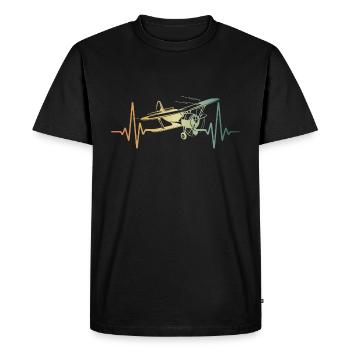 Pilote d’avion Heartbeat Flyer - T-shirt Premium bio Homme - noir - Devant - Nico (187cm)