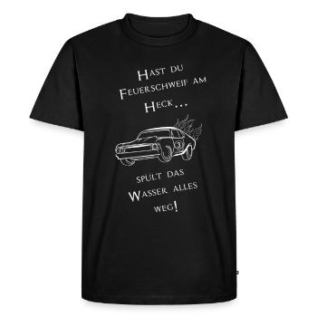 Sprüche T Shirt Hast du Feuerschweif am Heck - Männer Premium Bio T-Shirt - Schwarz - Vorne - Nico (187cm)