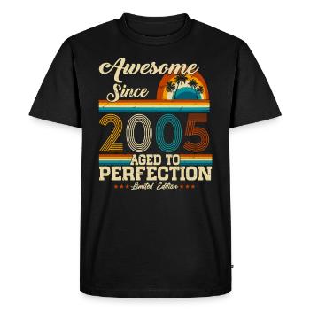 Né en 2005 Vintage Anniversaire Rétro - T-shirt Premium bio Homme - noir - Devant - Nico (187cm)