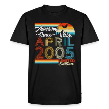 Avril 2005 vintage vintage retro anniversaire - T-shirt Premium bio Homme - noir - Devant - Nico (187cm)