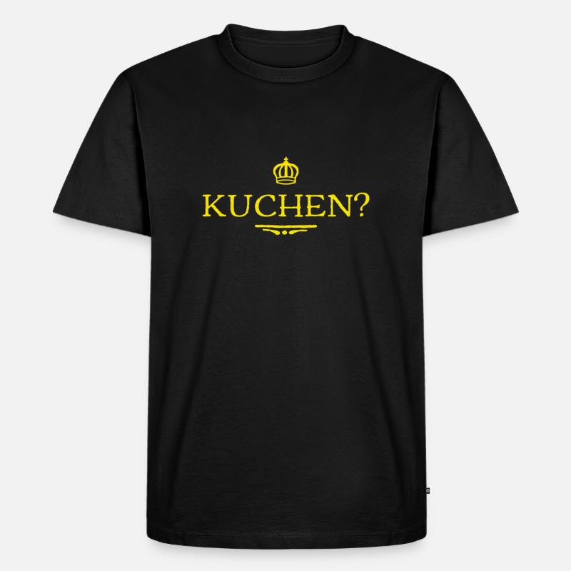 wer will Kuchen? - Männer Premium Bio T-Shirt - Schwarz