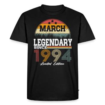 Legends est né en mars 1994 - T-shirt Premium bio Homme - noir - Devant - Nico (187cm)