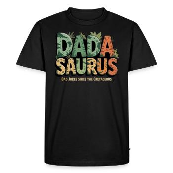 Dinosaure Papa Saurus Cadeau Papa - T-shirt Premium bio Homme - noir - Devant - Nico (187cm)