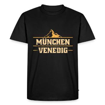 Alpenüberquerung München Venedig Fernwanderweg - Männer Premium Bio T-Shirt - Schwarz - Vorne - Nico (187cm)