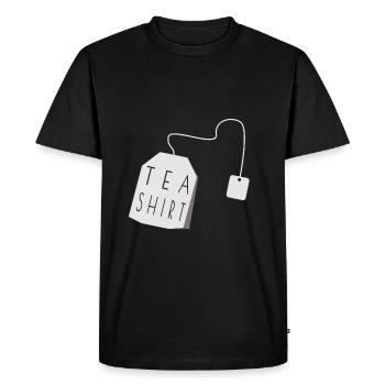 Chemise de thé - Blanc / Blanc - Sachet de thé / Sachet de thé - T-shirt Premium bio Homme - noir - Devant - Nico (187cm)