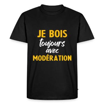 Je Bois toujours Avec Moderation - T-shirt Premium bio Homme - noir - Devant - Nico (187cm)