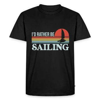 Capitaine de catamaran Je préférerais catamaran à voile - T-shirt Premium bio Homme - noir - Devant - Nico (187cm)