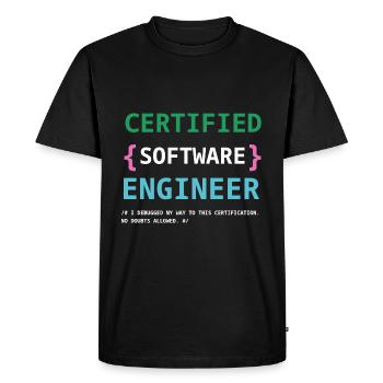 Funny Certified Software engineer - T-shirt Premium bio Homme - noir - Devant - Nico (187cm)