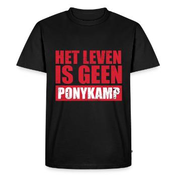Het leven is geen Ponykamp – funny saying - Men's Premium Organic T-Shirt - black - Front - Nico (187cm)