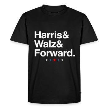 Kamala Harris & Tim Walz 2024 Forward Shirt - Men's Premium Organic T-Shirt - black - Front - Nico (187cm)
