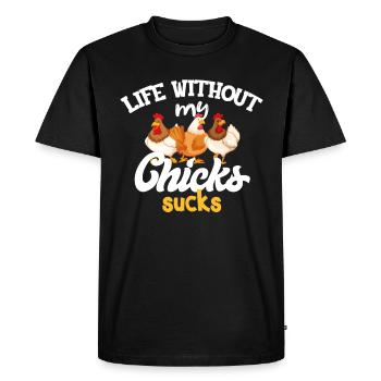 Poulet Poulet Poulet - T-shirt Premium bio Homme - noir - Devant - Nico (187cm)