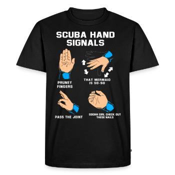 Plongeur Main Signe Scuba Diving - T-shirt Premium bio Homme - noir - Devant - Nico (187cm)