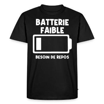 Batterie faible - T-shirt Premium bio Homme - noir - Devant - Nico (187cm)