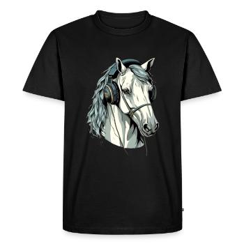 Hapo le cheval audiophile - T-shirt Premium bio Homme - noir - Devant - Nico (187cm)