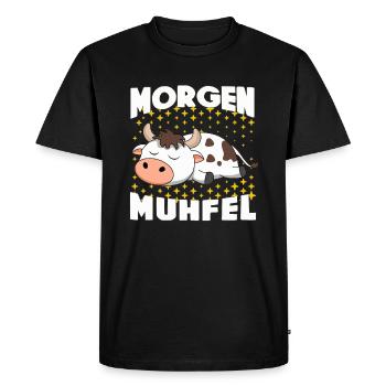 Matin grouch Vache Dormir Se prélasser étoiles Nuit - T-shirt Premium bio Homme - noir - Devant - Nico (187cm)