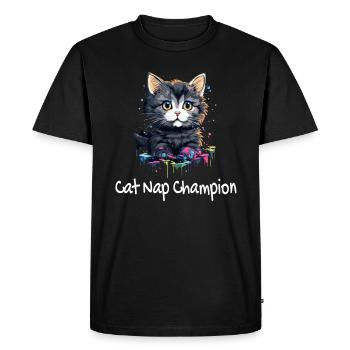 Cat Nap - drôle de tenue de chat! - T-shirt Premium bio Homme - noir - Devant - Nico (187cm)