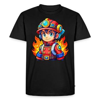 Héros en rouge le pompier - T-shirt Premium bio Homme - noir - Devant - Nico (187cm)