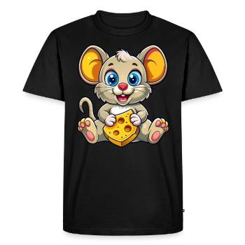 Cheese Loving Mouse - Men's Premium Organic T-Shirt - black - Front - Nico (187cm)