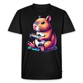 Pixel Art Video Games Gamer Capybara - Men's Premium Organic T-Shirt - black - Front - Nico (187cm)