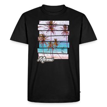 Miami Beach Paradise Sunset Rétro Photo Island - T-shirt Premium bio Homme - noir - Devant - Nico (187cm)
