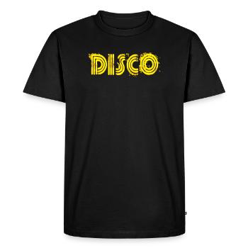 Disco Neon Lights Text 1970s Disco Funk Vintage - Men's Premium Organic T-Shirt - black - Front - Nico (187cm)