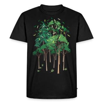 01 Green Forest Trees Leaves Nature - Men's Premium Organic T-Shirt - black - Front - Nico (187cm)
