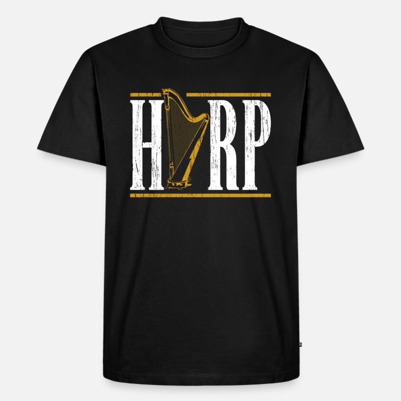 Harfe - Männer Premium Bio T-Shirt - Schwarz