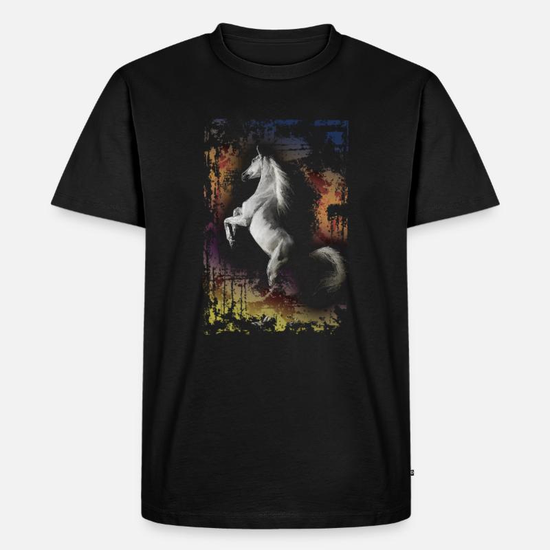 pferde - Männer Premium Bio T-Shirt - Schwarz