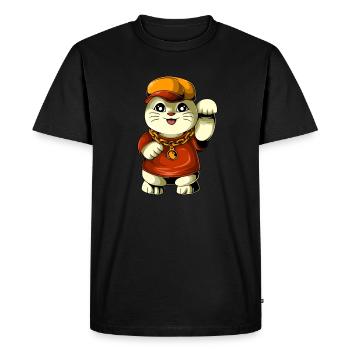 Cat Manekineko - porte-bonheur manga japonais - T-shirt Premium bio Homme - noir - Devant - Nico (187cm)