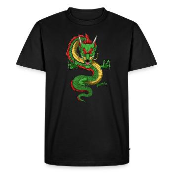 Dragon asiatique - Dragon chinois maléfique - T-shirt Premium bio Homme - noir - Devant - Nico (187cm)