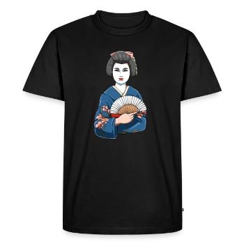 Femme geisha japonaise en provenance du Japon - T-shirt Premium bio Homme - noir - Devant - Nico (187cm)