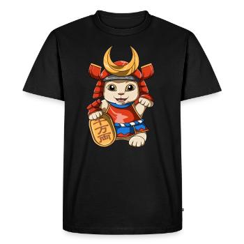 Lucky Cat Samurai - Manekineko - T-shirt Premium bio Homme - noir - Devant - Nico (187cm)