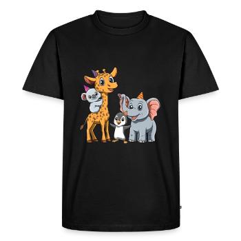 Fête d'anniversaire pour enfants mignons et zoo - T-shirt Premium bio Homme - noir - Devant - Nico (187cm)