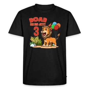 Enfants lion mignon - fête d'anniversaire de 3 ans - T-shirt Premium bio Homme - noir - Devant - Nico (187cm)